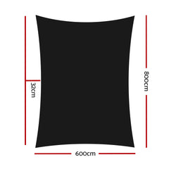 Instahut 6x8m Shade Sail Sun Shadecloth 280gsm Black
