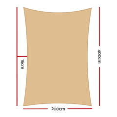 Instahut 2 x 4m Waterproof Rectangle Shade Sail Cloth - Sand Beige