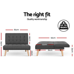 Artiss Linen Sofa Bed Lounge Chair Single Seater Modular Bed Set.
