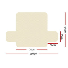 Artiss Sofa Cover Quilted Couch Covers 100% Water Resistant 3 Seater Beige.