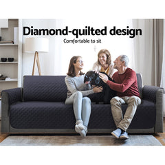 Artiss Sofa Cover Quilted Couch Covers 100% Water Resistant 3 Seater Dark Grey.