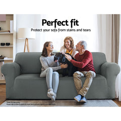 Artiss Sofa Cover Elastic Stretchable Couch Covers Grey 3 Seater.