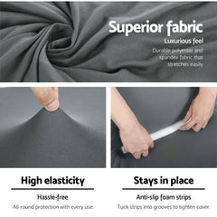 Artiss Sofa Cover Elastic Stretchable Couch Covers Grey 3 Seater.