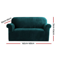 Artiss Velvet Sofa Cover Plush Couch Cover Lounge Slipcover 2 Seater Agate Green.