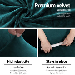 Artiss Velvet Sofa Cover Plush Couch Cover Lounge Slipcover 2 Seater Agate Green.