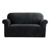 Artiss Velvet Sofa Cover Plush Couch Cover Lounge Slipcover 2 Seater Black.