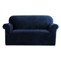 Artiss Velvet Sofa Cover Plush Couch Cover Lounge Slipcover 2 Seater Sapphire.