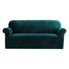 Artiss Velvet Sofa Cover Plush Couch Cover Lounge Slipcover 3 Seater Agate Green.