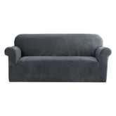 Artiss Velvet Sofa Cover Plush Couch Cover Lounge Slipcover 3 Seater Grey.