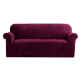 Artiss Velvet Sofa Cover Plush Couch Cover Lounge Slipcover 3 Seater Ruby Red.