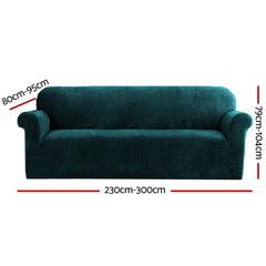 Artiss Velvet Sofa Cover Plush Couch Cover Lounge Slipcover 4 Seater Agate Green.