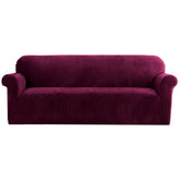 Artiss Velvet Sofa Cover Plush Couch Cover Lounge Slipcover 4 Seater Ruby Red.