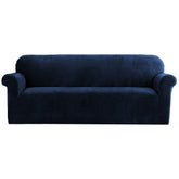 Artiss Velvet Sofa Cover Plush Couch Cover Lounge Slipcover 4 Seater Sapphire.