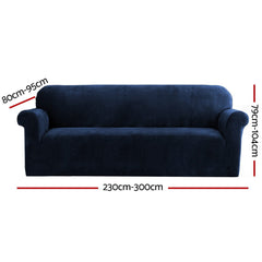 Artiss Velvet Sofa Cover Plush Couch Cover Lounge Slipcover 4 Seater Sapphire.