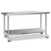 Cefito 304 Stainless Steel Kitchen Benches Work Bench Food Prep Table with Wheels 1829MM x 610MM