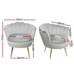 Artiss Armchair Lounge Chair Accent Armchairs Retro Single Sofa Velvet Grey.