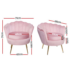 Artiss Armchair Lounge Chair Accent Armchairs Retro Single Sofa Velvet Pink.
