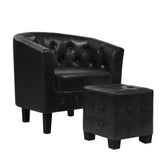 Artiss Armchair Lounge Chair Ottoman Tub Accent Chairs PU Leather Sofa Armchairs Black.