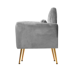 Artiss Armchair Lounge Chair Accent Armchairs Chairs Sofa Grey Velvet Cushion.