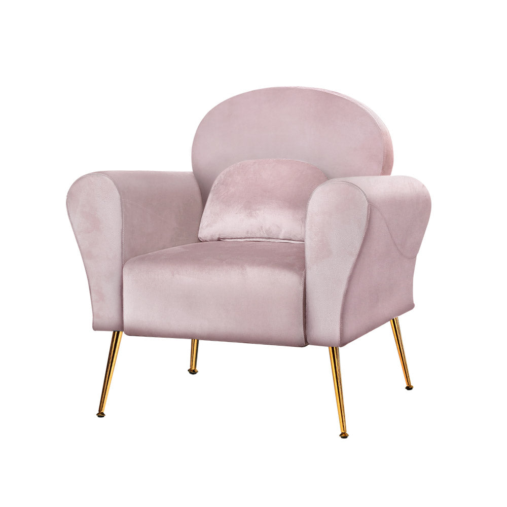Artiss Armchair Lounge Chair Accent Armchairs Chairs Sofa Pink Velvet Cushion.
