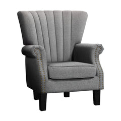 Artiss Upholstered Fabric Armchair Accent Tub Chairs Modern seat Sofa Lounge Grey.