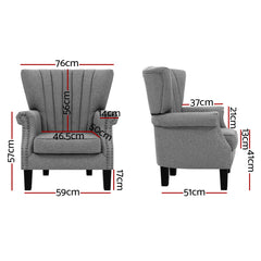 Artiss Upholstered Fabric Armchair Accent Tub Chairs Modern seat Sofa Lounge Grey.