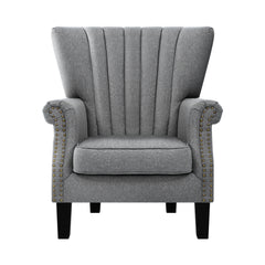 Artiss Upholstered Fabric Armchair Accent Tub Chairs Modern seat Sofa Lounge Grey.