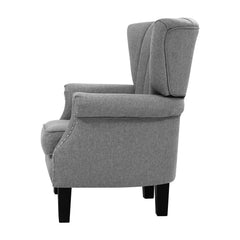 Artiss Upholstered Fabric Armchair Accent Tub Chairs Modern seat Sofa Lounge Grey.