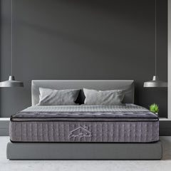 Casa Decor Bamboo Charcoal Mattress Pocket Spring Pillowtop 5 Zone 32cm Depth - Double - Charcoal