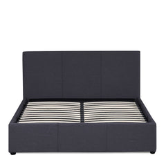 Milano Luxury Gas Lift Bed Frame And Headboard Double Queen King Black Dark Grey - Double - Dark Grey