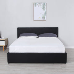 Milano Luxury Gas Lift Bed Frame And Headboard Double Queen King Black Dark Grey - Double - Black