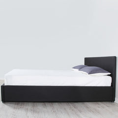 Milano Luxury Gas Lift Bed Frame And Headboard Double Queen King Black Dark Grey - King - Black