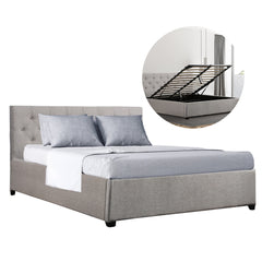Milano Decor Westlake Lux Gas Lift Storage Bed Light Grey - Double