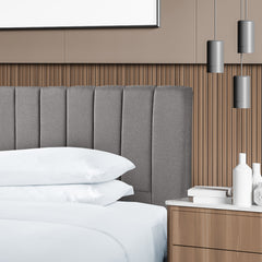 Milano Decor Valencia Mid Grey Bed Head Headboard Bedhead Upholstered - Queen - Mid Grey