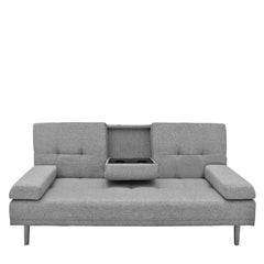 Casa Decor Mendoza 2 in 1 Sofa Bed Couch Grey Pull Down Cupholder 3 Seats Futon.