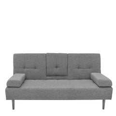 Casa Decor Mendoza 2 in 1 Sofa Bed Couch Grey Pull Down Cupholder 3 Seats Futon.