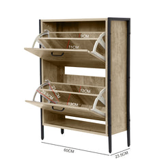 Milano Decor 12 Pair Wooden Shoe Cabinet Drawer Storage - Black And Oak