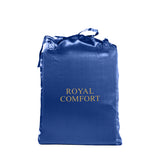 Royal Comfort Satin Sheet Set 4 Piece Fitted Flat Sheet Pillowcases - Queen - Navy Blue