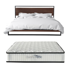 Azure Wood Bed Frame With Comforpedic Mattress Package Deal Bedroom Set - Queen - White Brown