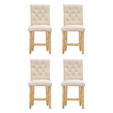 Milano Decor Hamptons Barstool Cream Chairs Kitchen Dining Chair Bar Stool - Four Pack - Cream