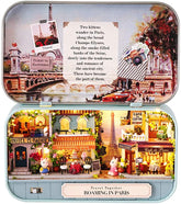 Box Theatre Doll House Furniture Miniature, 1:24 Dollhouse Kit for Kids (Roaming in Paris)
