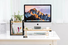 Bamboo Monitor Laptop Stand with Storage (2 Tier)