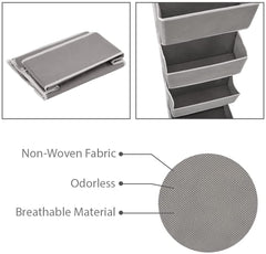 2 Pack Over the Door Hanging Storage Organizer with 4 Pouch Pocket for Pantry Baby Nursery Bathroom Closet Dorm - Gray