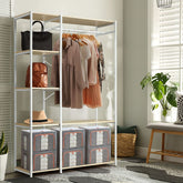 Industrial Garment Coat Rack Hanger Organizer and Shoe Storage (White)