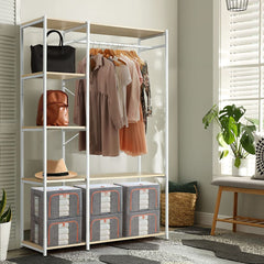 Industrial Garment Coat Rack Hanger Organizer and Shoe Storage (White)