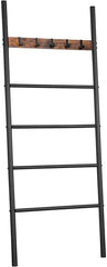5-Tier Towel Ladder Quilts Rack with 5 Removable Hooks for Bathroom, Bedroom and Laundry Room