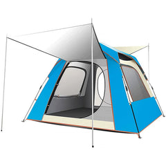 Instant Pop Up Tent For Hiking 2/3/4 Person Camping Tents, Waterproof Windproof Family Tent With Top Rainfly, Easy Set Up, Portable With Carry Bag, With UV Protection / BLUE