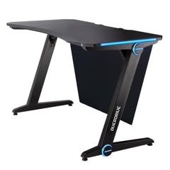 OVERDRIVE Gaming Desk 120cm Computer Black PC Blue LED Lights Carbon Fiber Look