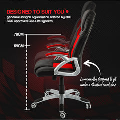 OVERDRIVE Racing Office Chair Seat Executive Computer Gaming PU Leather Deluxe