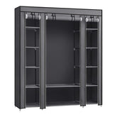 SONGMICS 150cm Portable Closet Organizer, Wardrobe with Shelves and Cover Gray